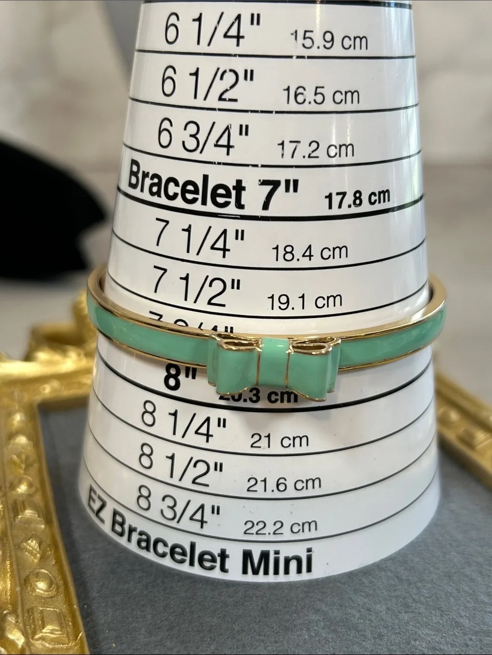 kate spade Gold-Tone Mint Enamel Bow Bangle Bracelet